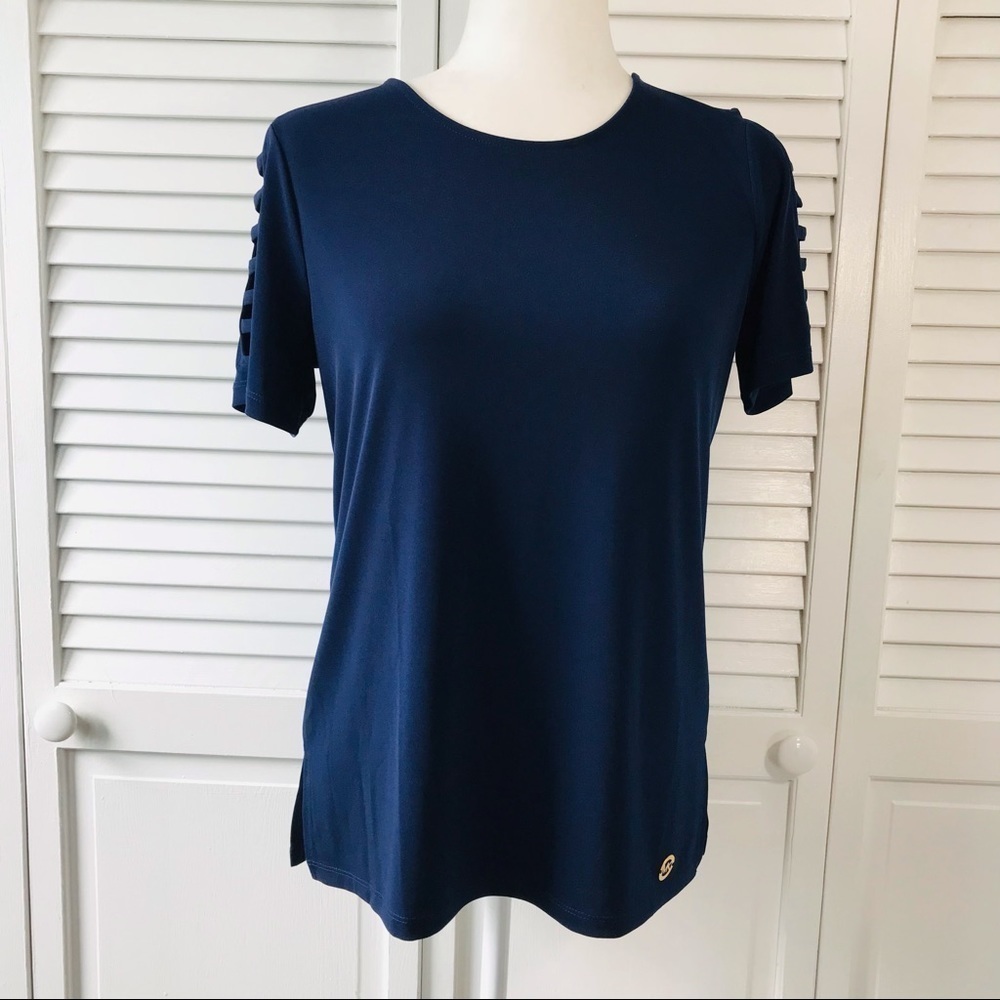 New MICHAEL KORS True Navy Short Sleeve Shirt Size Small